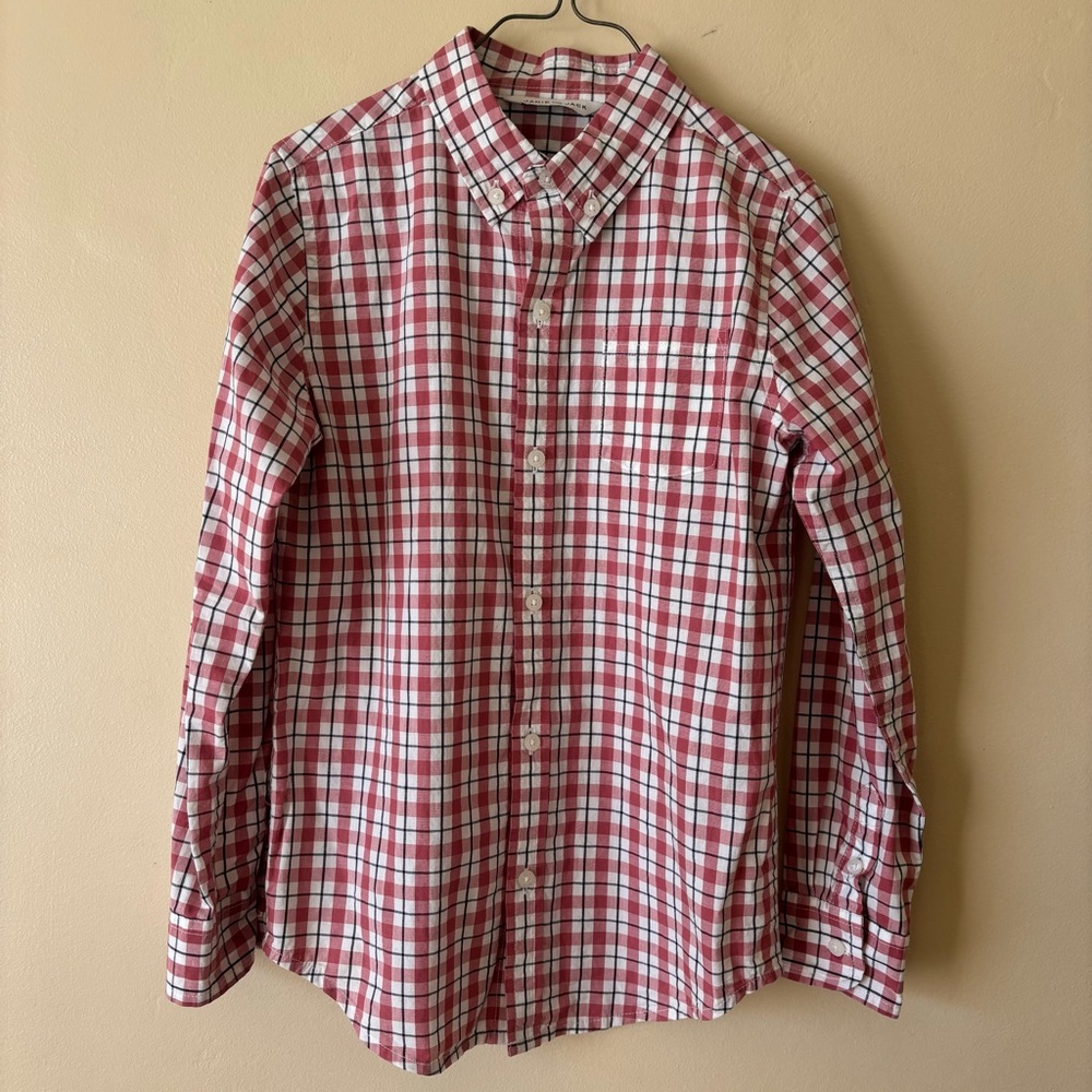 Janie & Jack Boys Size 7 Red Check Plaid Button Down shirt Holiday